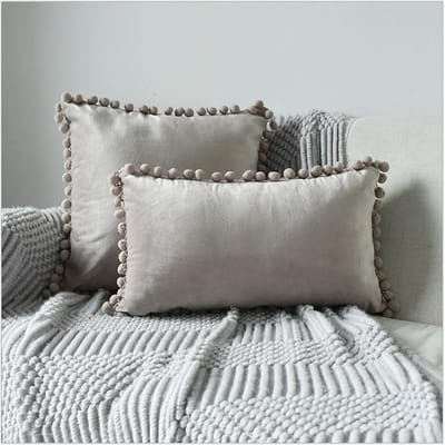 Fluweel Schattig decoratief kussensloop Kleine plooien Hoes Kussenslopen voor Huis Bank Stoel 1 PCS 300-500mm lichtgrijze kleur
