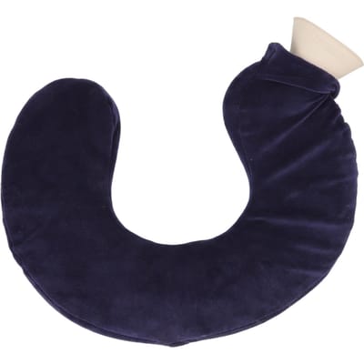 U-vormige warmwaterkruik Warme nek Zacht rubber warmwaterzak met afneembare stoffen hoes Marineblauw