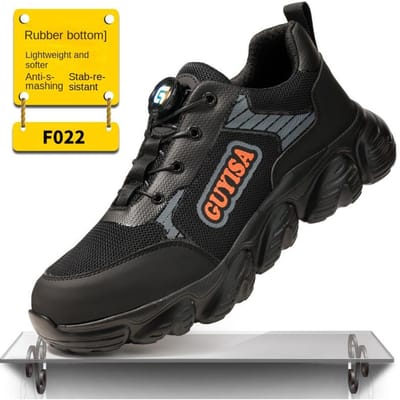 Chaussures de Travail à Bouton Rotatif, Résistantes à l'Écrasement et à la Perforation, Chaussures de Sécurité, Confortables et pour Pieds Fatigués, Chaussures de Travail 46