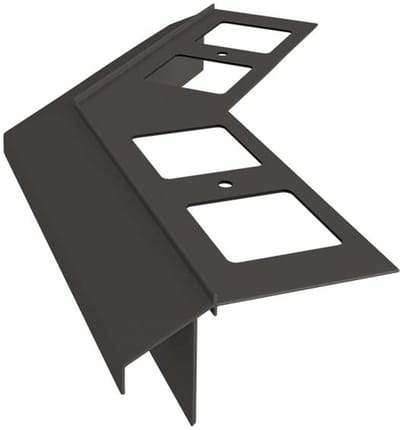 Renoplast® Aluminium Hoek 135° Voor Dakrandprofiel K100R Grafiet - Afwerking Van Terrassen En Balkons - Tegelvloeren Op Lijmmortel - Waterafvoersystemen Hoekprofiel - Corrosiebescherming