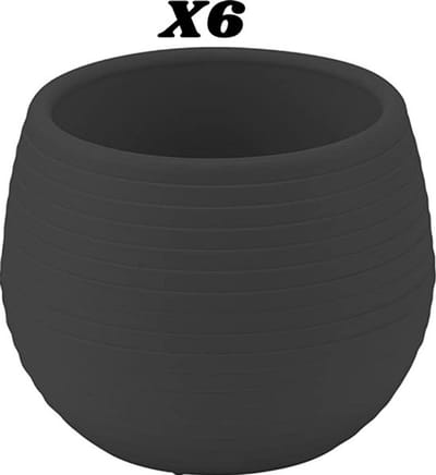 6st ronde antraciet bloempotten 13cm met drainage UV-bestendige stekpotjes 1.3L
