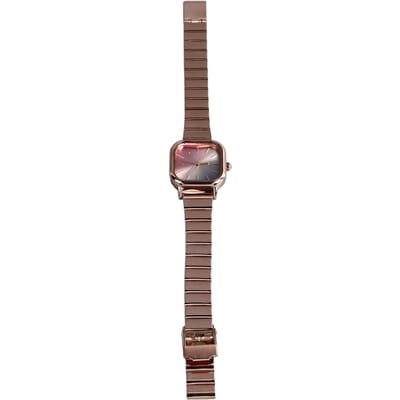 Montre-bracelet pour femme en acier inoxydable cadran coloré étanche élégante de luxe dame analogique montre habillée rose brown