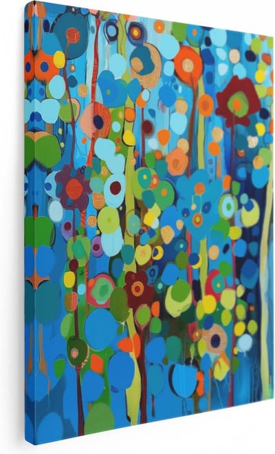 Artaza Canvas Schilderij Abstracte Bloemen - 90x120 cm - Groot - Wanddecoratie Bloemen - Muurdecoratie Abstract - Schilderijen Op Canvas