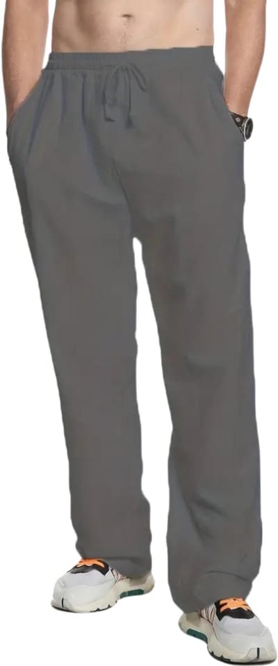 Livano Linnen Broek Heren - Zomerbroek - Volwassenen - Lange Broek - Pantalon - Strandbroek - Zomer - Ibiza Stijl - Donkergrijs - Maat S