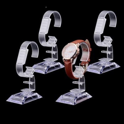 Dailygoods- Horlogehouder 4 Stuks - Acryl Display Stand - Horloge Houder - Sieraden Organizer - Geschikt voor Cadeaus - 5,6 cm Breed, 10,2-12,2 cm Hoog - Horloge Standaard