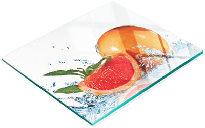 Duurzame en stijlvolle glazen snijplank met mint-grapefruitpatroon, 60x52 cm
