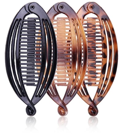 Dailygoods- Haarklem 3 Stuks - Bananenclip/Dubbele Kam - Visgraat Haarspeld - Geschikt voor Dun/Krullend Haar - Hoogwaardig Kunststof - Gemakkelijk te Dragen