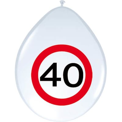 Folat - Ballonnen verkeersbord 40 (8 stuks)