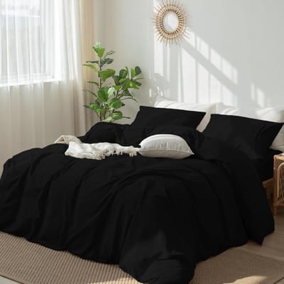 Dekbedovertrek 135 x 200 cm - Katoen Zwart - Modern en comfortabel - Perfect voor een stijlvolle slaapkamer - ShopVlot
