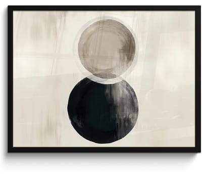 Poster in lijst - Fotolijst 80x60 cm - Posters - Cirkels - Vorm - Beige - Abstract - Posterlijst zwart - Decoratie - Wanddecoratie woonkamer - Muurdecoratie slaapkamer