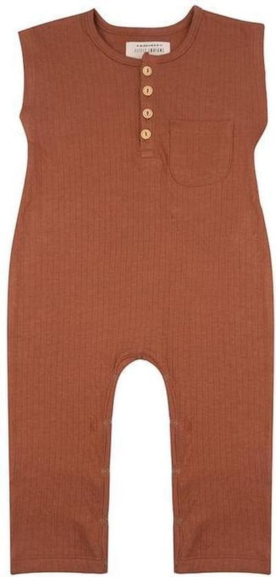 Little Indians Jumpsuit Geribbeld Meisjes Katoen Bruin Maat 3-4 Jaar