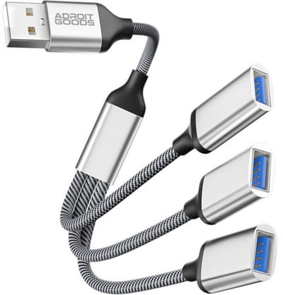AdroitGoods USB A Male naar 3x USB Female Kabel Adapter - Type A USB 3.0Port Splitter Dongle Multi Hub - Silver
