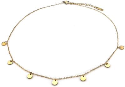 Ketting met munten - RVS - goudkleurig - 40-45 cm