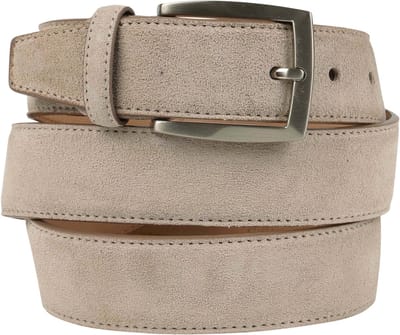 Suitable Riem Suede Taupe 111 - Maat 95 - Heren leren broekriem / broeksriem - Ceintuur - Riem formeel