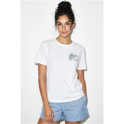 Geborduurd T-shirt met ronde hals