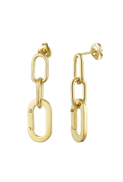 Oorstekers - schakel - goud kleurig - oorbellen - goud kleurig - stainless steel