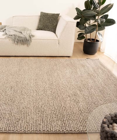 Wollen vloerkleed - Fjell zandkleur 300x400