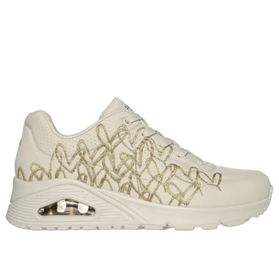 Skechers Uno - Golden Heart Dames Sneakers - Creme