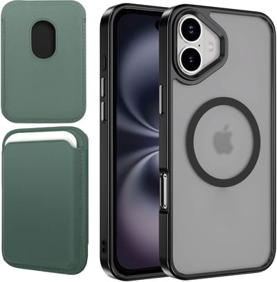 Hoesje + Pasjeshouder geschikt voor iPhone 16 - Portemonnee geschikt voor MagSafe - Magnetisch - Pasjes Houder - Creditcardhouder - Groen