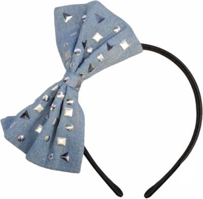 Fako Fashion - Diadeem - Spijkerstof Strik - 10mm - Blauw