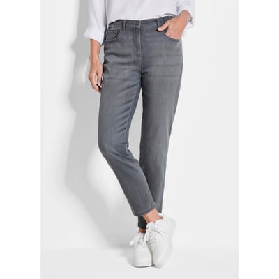7/8-jeans BELLA met strassteentjes - grijs - Gr. 38 van Goldner Fashion