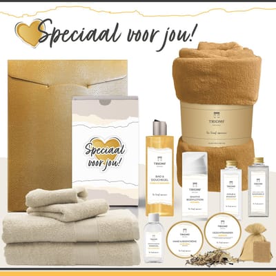 Geschenkset “Speciaal voor jou!” - 13 producten - 2000 gram | Triomf Original Geel - Giftset voor haar Cadeau Valentijnsdag Luxe wellness cadeaubox Vrouw Ik hou van jou Cadeaupakket Kerst Geschenk Moeder Verjaardag Gift Set Valentijn Vriendin Geel
