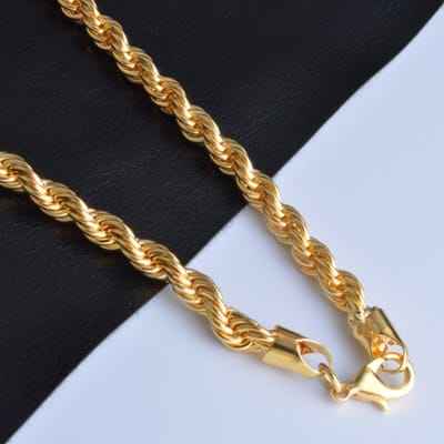 925 Zilver 6mm Touwketting Ketting Dames Heren Gedraaide Ketting Ketting Goud 55cm brown
