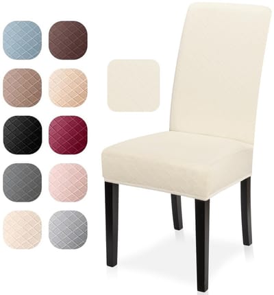 Stoelhoezen Elastische Moderne Stoelbeschermer, Eetstoelhoezen Verwijderbare Wasbare Stoel Kussenovertrekken Jacquard Stoel Meubelbeschermers Hoezen voor Eetkamer/Hotel(4 Stuks,Crème)