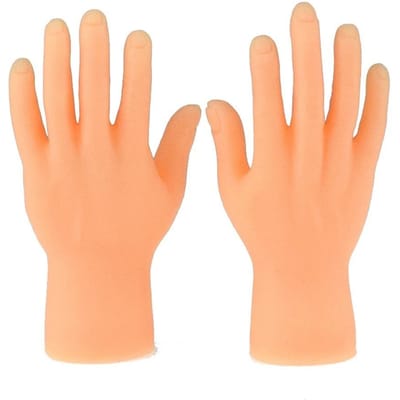 Jouet interactif drôle pour animaux de compagnie Geste Mini Multi Styles Chat Taquinage Plastique Farce Doigt Humain Gants Faux Jouet pour Animaux de Compagnie Fournitures orange