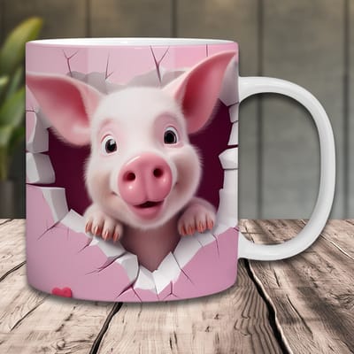 Mok met varkentje in 3D - Mok met tekst - Verjaardag cadeau - Cadeau vrouw - Koffiemok - Grappige cadeaus - Cadeau voor man - Kado man - Kado vrouw - Mokken en bekers - Vaderdag of moederdag Cadeau - Verjaardag cadeau