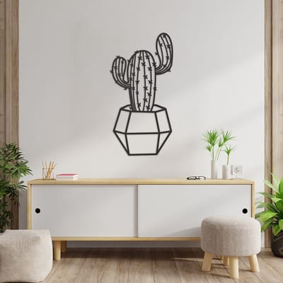 Geometrische Wanddecoratie Cactus - Geometrische Muurdecoratie Cactus - Geometrische Cactus - Muurdecoratie Hout - Wanddecoratie Hout - Muurdecoratie Woonkamer - Wanddecoratie Woonkamer - Wanddecoratie Industrieel - 45.5 x 89 cm