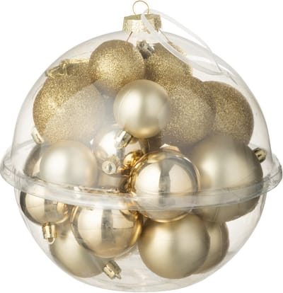 J-Line kerstbal - kunststof - goud - doos van 24