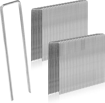 Pack van 50 roestbestendige grondankers voor onkruidbestrijding, gegalvaniseerd staal, 200 mm lang, 40 mm diameter, 2.5 mm dik