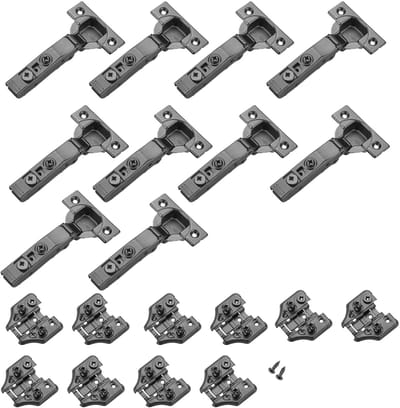 10 x T45-scharnier met gedempte hoekanslag, incl. montageplaat + schroeven, zwart