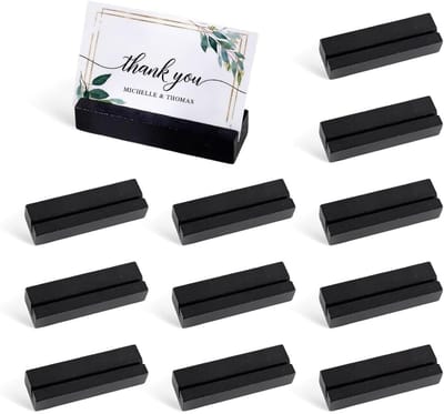 Houten Kaarthouders - Fotohouders Tafel - Feestelijke Decoratie - Set van 12 stuks - 8 x 2.5 x 1.5 cm