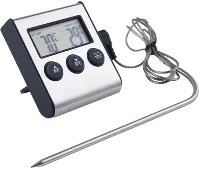 QIN® Thermometer Koken - Thermometer Bbq - Thermometer Vlees - Zilver - 7cm x 7cm x 2cm