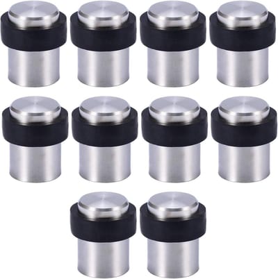 Deurstopper Rubber Vloerbevestiging Cilindervormig 4.5cm Roestvrij Staal Schroeven - Set van 10