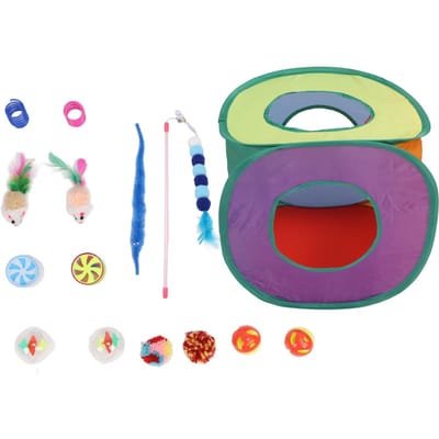 15-delige kattenspeelgoedset Interactieve gifvrije tentbal Muisveren Grappig kittenspeelgoedassortiment blue