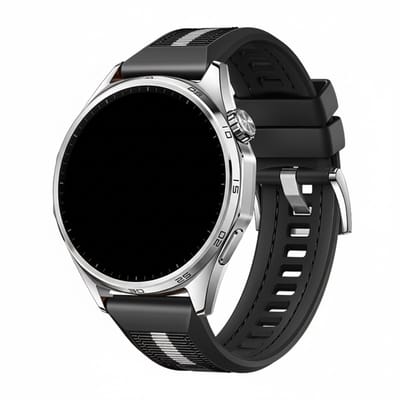 Hyride nylon + siliconen bandje - geschikt voor Huawei Watch GT Runner 2 / GT 2(e) 46 mm / GT 3 / 4 / 5 (Pro) 46 mm / Watch 3 (Pro) / Watch 4 (Pro) / GT 6 (PRO) 46mm - zwart