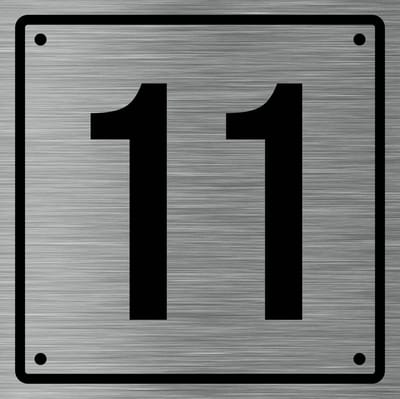 Huisnummerbord 11 - Incl. Schroeven en Pluggen – Acrylaat - 10 x 10 cm - RVS met Zwart