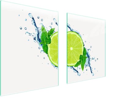 TMK ArtDeko - Beschermplaat Glas - 85x52cm - Limoen - Hittebestendig - Veelkleurig