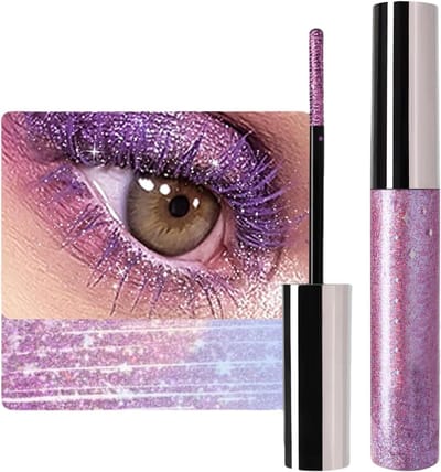 Glittermascara paars voor volumineuze en verlengde wimpers - waterdicht en duurzaam - met verzorgingsformule - voor unieke looks