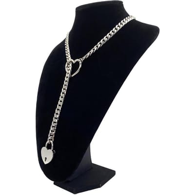 Role Play Dames Slipketting Ketting Hart O-Ring Rock Cubaanse Cosplay Lange Ketting Verstelbaar Hartvormig Slot Kern Met Sleutel black