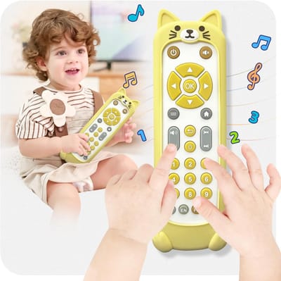 Baby Afstandsbediening - Muzikaal Speelgoed - Ontwikkeling Baby - Meertalig Geluid - 16x5x2.7 cm - Witte Kat