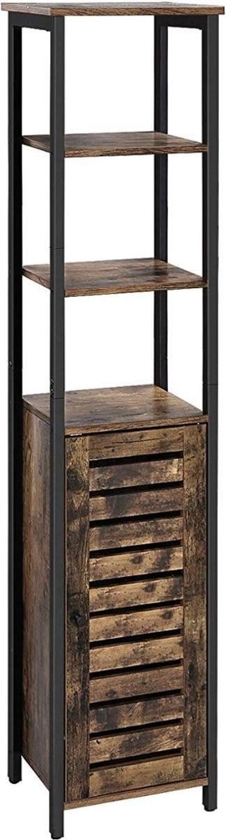 Furnihaus - Hoge kast - 3 Leg planken - Met Deurtje - Industrieel - Vintage