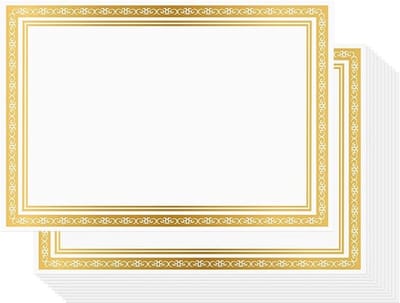 SPHProducts - Blank Certificaat Papier - Oorkonde Vellen - Gouden Rand - A4 Formaat - Geschikt voor Diploma's en Examens - 50 Stuks