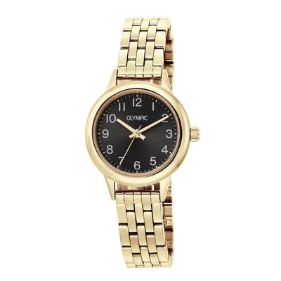 Olympic OL80DDD002 Yara Dames Horloge - Mineraalglas - Staal - Goudkleurig - 28 mm breed - Quartz - Vouw/Vlindersluiting - 5 ATM (douchen)