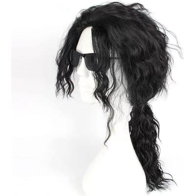 Costume Cosplay Michael Jackson Adulte Perruque Fête d'Halloween Tenue de Scène Hip Hop Années 80 90 Danse Punk Tenue Costume XL black