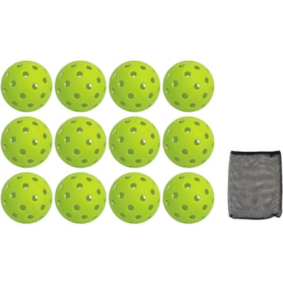 12PCS 74mm 40 Trous Pickleballs Plastique PE Haute Élasticité Pickleball Extérieur Balles à Trous Vert vert