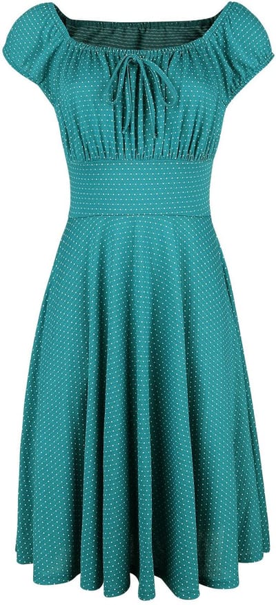 Voodoo Vixen - Rockabilly Midi-jurk - Tessy Green Gathered Dress - XS tot 4XL - voor Vrouwen - petrol